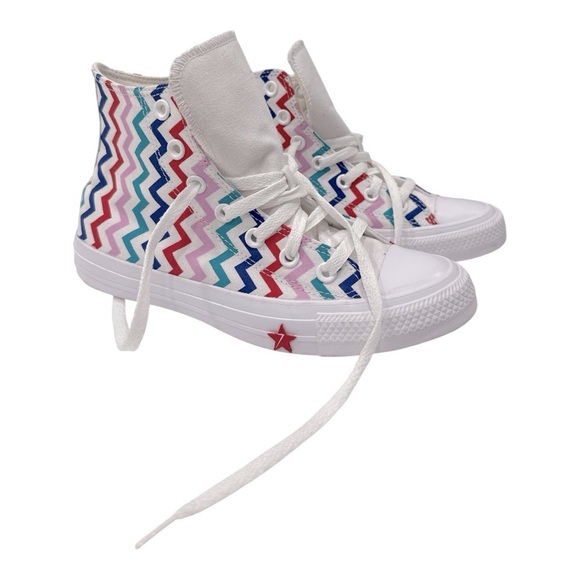 Converse Red and Blue Zigzag Sneakers High-Top size 7 - Picture 7 of 9
